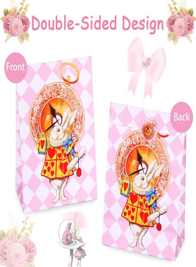 Htabiol Alice in Wonderland Gift Bags for Presents, 24pcs Alice in Wonderland Party Favors Goodie Bags with Sealing Sticker, Fit for Girl's Onederland 1st Birthday, Mad Hatter Tea Party Decorations - Image 3